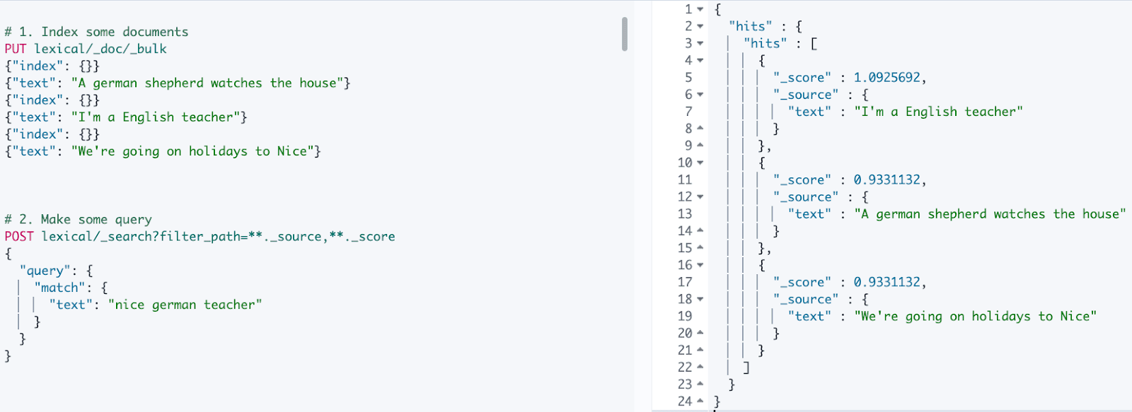 Lexical search example