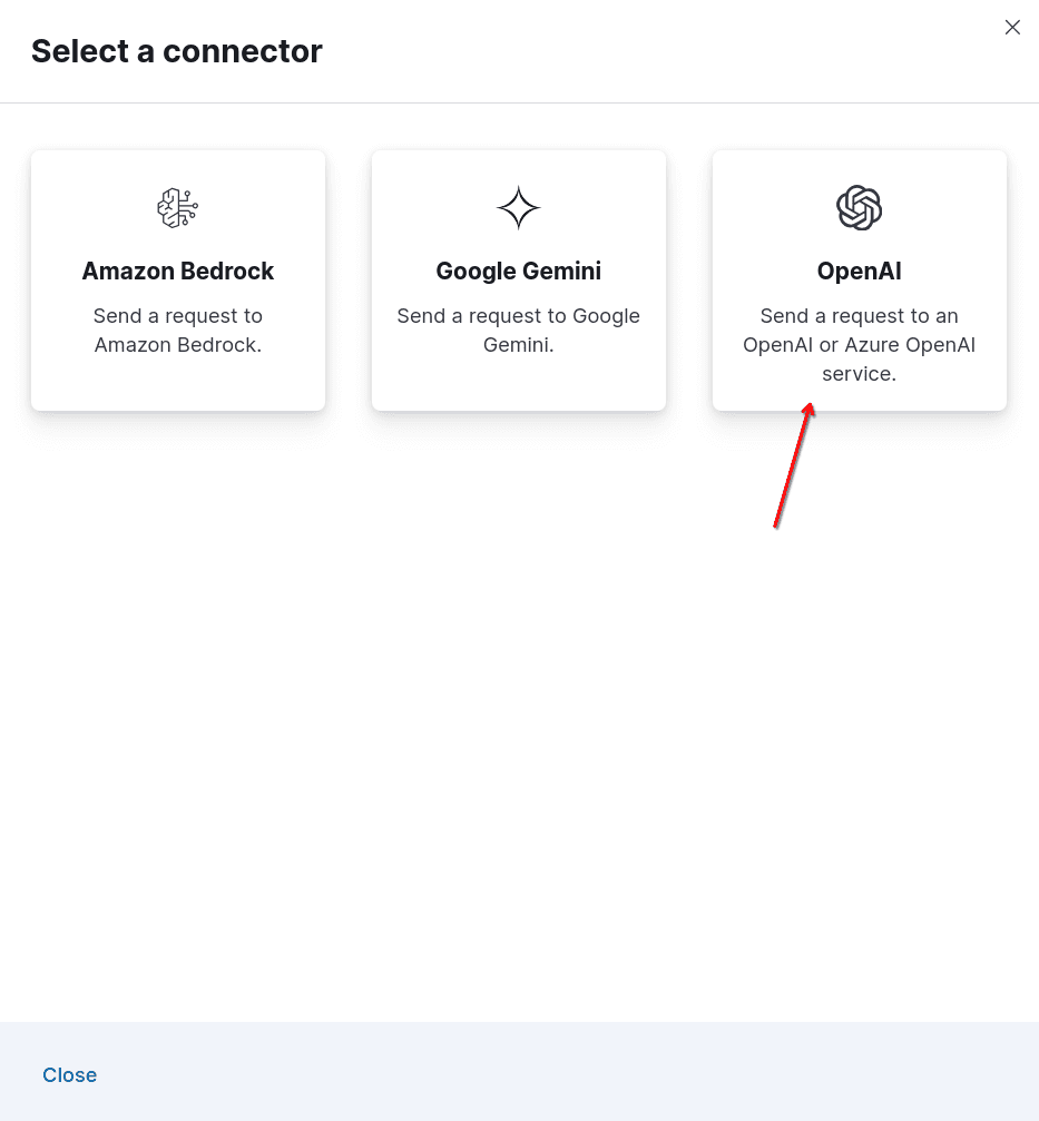 Select a connector: Open AI Ollama