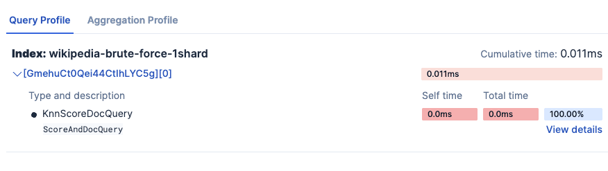 Kibana search profiler results for wikipedia-brute-force-1shard.