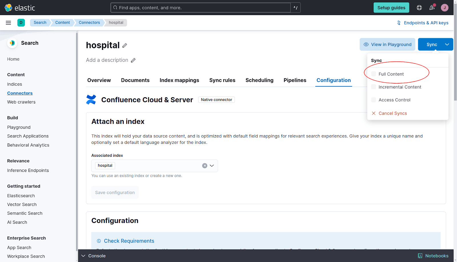 Full Content Sync to index our wiki to chat with data